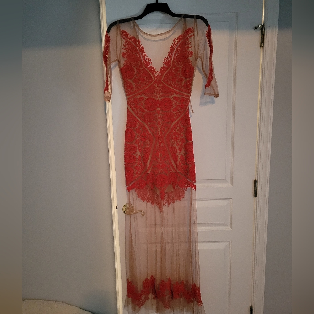 For Love & Lemons Red Lotus Maxi Dress